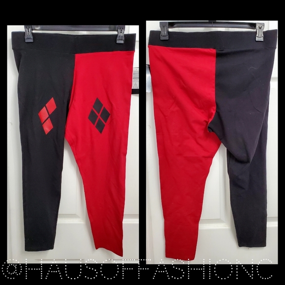 TORRID Harley Quinn Black Red Checkered Suicide Squad Leggings! - Picture 3 of 8